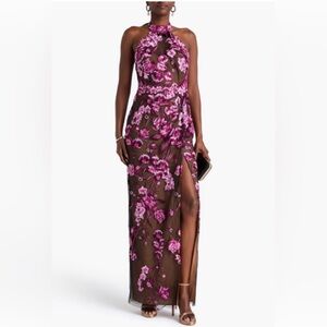 MARCHESA NOTTE***Elegant Floral Embroidered Dress Gown***US 6***$1195 NWT